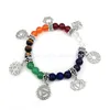 Bracelets de charme Sept Chakra Symbole Bracelet Yoga Pierre de guérison Améthyste Quartz Stretch Cadeau pour homme et femme Drop Livraison Bijoux Dhjal