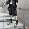 Men's Shorts Hiphop Punk Jogger Motorcycle Novelty Black Cargo For Mens With Buckle Strap Waist