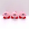 Porte-clés en peluche En gros 24 pcs/lot 10 cm mignon fraise étoile Kirby peluche rose poupée jouets en peluche porte-clés pendentifs pour enfants cadeaux 230925