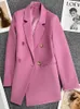 Costumes pour femmes Blazers Violet Rose Bouton En Métal Costume Manteau Nouveau Style Britannique Design Sentiment De Double Boutonnage Au Printemps Et En Automne Blazer Femmes