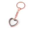 Porte-clés Médaillon flottant Porte-clés 30x8mm FL Strass Coeur Verre Bague Fit Charms Chaîne Mode Keyring Drop Livraison Bijoux Dhihp