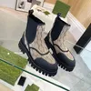 Designer canvas ankel stövlar loafer snörning stövel hög kvalitet kvinnor halva beige och ebenholts boot klassiska kvinnor skor vinter höst snö stövlar nylon boot 04