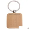 Keychains Lanyards 100Pcs Diy Blank Wooden Key Chain Square Carved Ring About 40 X Mm 230715 Drop Delivery Fashion Accessories Dhsqe
