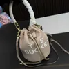 mar buckets designer bags Drawstring women hemp rope luxurys handbag leather shoulder bags Solid Crossbody Bags female purse 230915