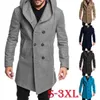 Lã masculina outono inverno longo trench coat moda boutique casacos marca masculino fino lã blusão jaqueta plus size S-3XL