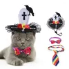 Kedi Kostümleri Komik Pet Cosplay Bow-Tie Headdress Po Props Kediler ve Köpekler için Uygun