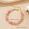 Link Bracelets Simple Pink Heart Bracelet For Women Personality Temperament Ladies Crystal Stone Wrist Accessories Jewelry Factory Direct