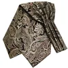 Bow Ties Silk Luxury Paisley Scarf Tie Black Golden Ascot Cravat Set for Men Vintage Casual Big Floral Wedding Neck Tie Pocket Square Set 230922