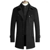 Мужское шерстяное осенне-зимнее смешанное шерстяное пальто, мужское деловое повседневное облегающее пальто с двойным воротником, длинные секции, бушлат, Тренч Palto, пальто