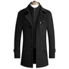 Heren Wol Herfst Winter Blends Wollen Jas Heren Business Casual Slim Fit Jas Dubbele Kraag Lange Secties Peacoat Trench Palto Overjas