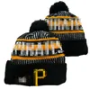 Pittsburgh Beanie Pirates Berretti Squadra di baseball nordamericana Toppa laterale Sport invernale in lana Cappello lavorato a maglia Berretti con teschio a2