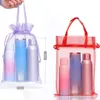 100pcs jewelry cosmetic display bag wedding gift gauze organza bag with handle storage yarn Christmas tote package pouches 18 281284p