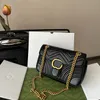 5A Tote Diseñador Mujer Cámara Bolso Bandolera Bolso Marmont Cadena Hombro S Doble Cuero De Vaca Genuino Oro