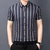 Camisas de vestido masculinas cor listrado roupas verão novo negócio casual s para homens moda manga curta camisa masculina yq230926