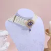 Colares de pingente de luxo nupcial jóias de cabelo com pescoço corrente contas de vidro artesanal gargantilha marroquino vestido de casamento colar bijoux