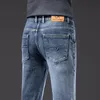 Herrtröjor tröjor 2023 Spring Autumn Light Blue Regular Fit Midht Casual Jeans Classic Style Stretch Denim Fabric Pants Mane Brand 230925