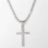 karopel Hip Hop Micro Pave Zircon Cross Pendant Crystal Custom Size Tennis Chain Necklace Ice Out Chains Around The Neck 210929232t