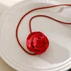 Choker Ourfuno Elegant Rose Flower Necklace For Women 3 Färger Romantic Party Wedding Simple Fashion Jewelry Girls Gift