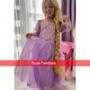 Flickans klänningar högkvalitativ tjej Rapunzel Wig Princess Dress Halloween Child Sleeping Beauty Cosplay Sofia Tulle Tutu Ball Gown Kids Clothing 230925