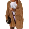 Kvinnors jackor Lossa kvinnor Cardigan Stylish Winter Sweater Coats för tjock stickad resistent mittlängd med fickor som skiktar kvar