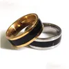 Band Rings 30Pcs/Lot Gold Sier Stainless Steel Bands 8Mm Comfort-Fit Top Quality Black Enamel Men Women Ring Wholesale Male Drop Deliv Dhany