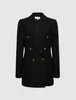 Costumes pour femmes, manteau de costume en laine à Double boutonnage noir, coupe cintrée, tempérament rayé, coupe-vent britannique, 2024