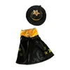 Costumes de chat pour petits chiens, Costume d'halloween pour animaux de compagnie, chapeau de sorcière, cape, tenue de photographie, Costume de Festival de Cosplay moyen 85LC