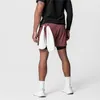 Herr shorts män mode andas dubbel lager sport gym fitness casual bodybuilding träning snabb torr strandlastbyxor