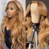 Peruwiańskie miękkie włosy Pleńce miód blond fala ciała koronkowa peruka przednia 13x4 Koronkowe koronkowe przednie peruki ludzkie włosy hd syntetyczna koronkowa peruka 250 gęstość