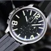 Montres-bracelets pour hommes de style classique, cadran noir de 45mm, chronographe à quartz japonais, boîtier en acier raffiné, bracelet en caoutchouc de qualité supérieure, haute qualité 8111-273k