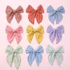 Accessoires pour cheveux, gros nœud en coton, pince pour bébé, nœud floral fait à la main, Barrettes sculptées en creux, Design pour écolières JFNY232