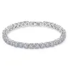 Handmade 14K white gold filled 4-8mm Round Diamond Bracelets For Women Men Luxury Engagement Wedding Topaz gemstone Jewelry 18cm W243t