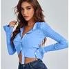 Women's T Shirts 2023 Autumn Winter Knit Short Asymmetrical Style Faicycore Young Sexy Overall Open Stitch Full Sleeve Women Slim Tees