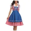 Vestidos casuais senhora dirndl oktoberfest traje bávaro nacional rosa xadrez clubwear cosplay carnaval halloween fantasia vestido de festa