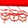 Charm Bracelets Mascot Five Fortunes Golden Tiger Red String Bracelet 2022 Chinese Year Bring Wealth Lucky Good Blessing198f