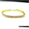 Bracelet Collier Hip Hop 1 Rangée Bling Tennis Chaîne Ensemble Hommes Lady Or Sier Noir Simated Diamant Bijoux Drop Livraison Ensembles Dh3J1