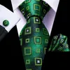 Bow Ties Hi-tie zielone pudełko Nowość jedwabny krawat ślubny dla mężczyzn Condyk Cufflink Zestaw mody Designer Prezent Prezent Business Party262s