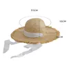 Handgeweven stro stro hoed vrouwelijke brede zonnen hoed dames strand mode kanten streamer sunsn white258w