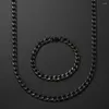 Collana Orecchini Set Larghezza 8MM Acciaio inossidabile placcato Oro Nero Bracciale a catena Gioielli di moda per uomo Stile Hip Hop Drop