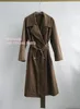 Misto lana da donna TheR0w Trench per donna Giacche Misto seta Stagione invernale Oversize Xlong Colletto risvoltato Verde militare Alta qualità 230925