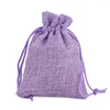 Gift Wrap 2pcs Vintage Jute Linen Drawstring Jewelry Bag Dustproof Wedding Birthday Hessian Candy Bags Pouch Party Favor