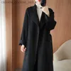 Women's Wool Blends 2023 Pure Wool Double-faced Cashmere Autumn Winter New British Style Coat Women Long Profile Loose Wool Thickened CoatL230926