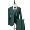 Men's Suits 3Pcs Set Blazers Jacket Pant Vest Formal Dress Solid Color Men Casual Boutique Business Wedding Coat Trouser