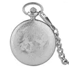 Zakhorloges Zilverkleurig Cover Horloge Klassiek Half-hol met Romeinse cijfers Kast Legering Slanke kettinghanger