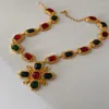 Ensemble de collier et boucles d'oreilles pour femmes, bijoux Vintage européens et américains en verre de gelée, Bracelet de Style Baroque