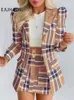 Zweiteiliges Kleid Damen Frühling Langarm Einfarbige Jacke mit Minirock Zweiteiliger Anzug Tailleur Femme Blazer und Set Kleid 230925