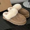 Australian classic super mini ugge disquette funkette women's ankle winter suede snow boots warm slippers sheepskin women's designer indoor fashion home chestnut