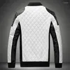 Fourrure pour hommes 2023 Hommes Casual Haute Qualité Classique Moto Épais Pu Manteau Hiver Noir Blanc Couture Contraste Veste En Cuir