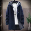 Maglioni di lana da uomo Cardigan Autunno Inverno Manica lunga Fodera in peluche Maglione Cappotto lavorato a maglia con cerniera Slim Fit Maglia Streetwear