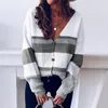 Women's Sweaters Chic Stripe Open Front Sweater 2023 Autumn Eleagnt Casual Soft Comfort Long Sleeve Knit Loose Jumper Party Outfits